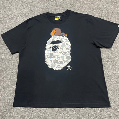 Black BAPE Baby Milo Ape Head graphic T-shirt front view