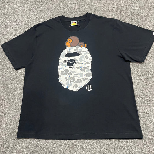 Black BAPE Baby Milo Ape Head graphic T-shirt front view
