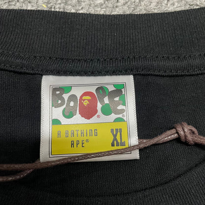 BAPE neck label detail on black STA College relaxed fit T-shirt