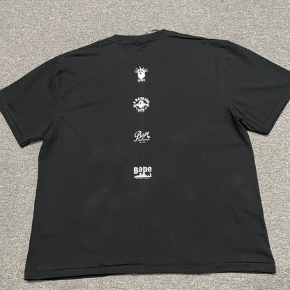 Back view of black BAPE STA College relaxed fit T-shirt