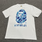 White BAPE blue camo Big Ape Head T-shirt front view
