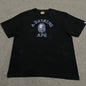 Black BAPE ABC Camo College T-shirt front view with blue camo Ape Head graphic