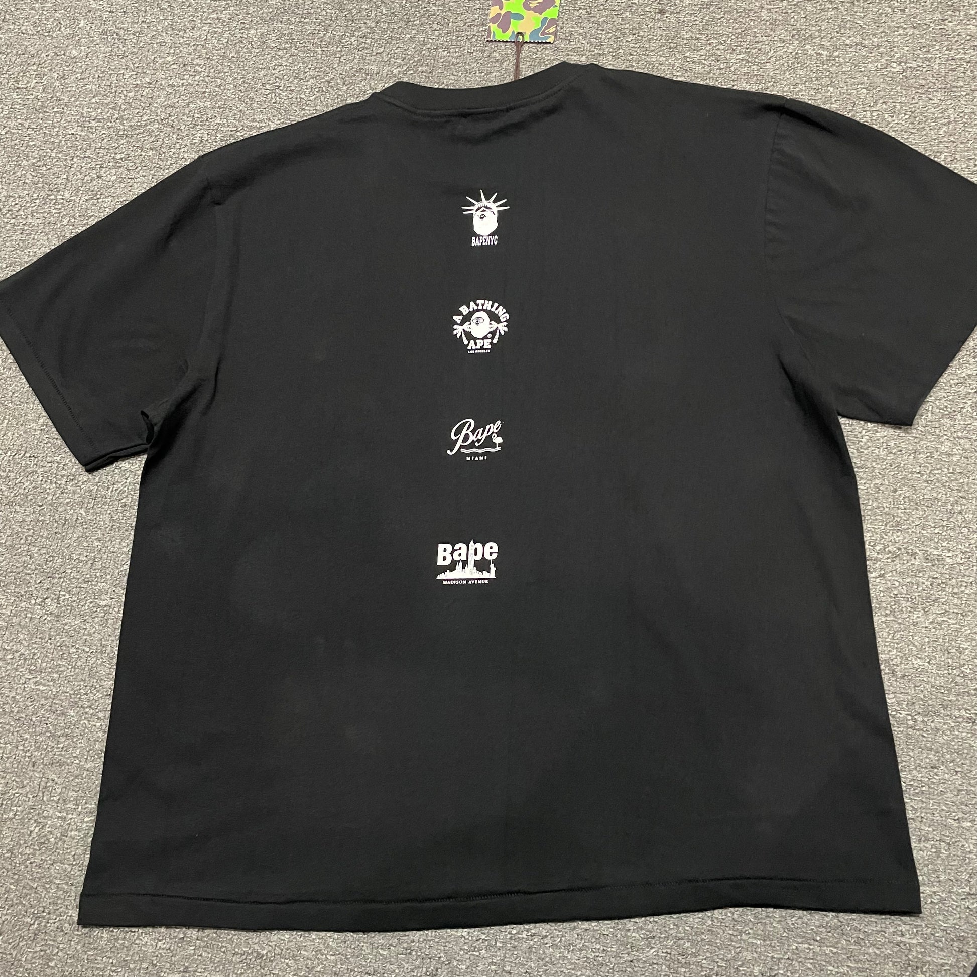 Back view of black BAPE US Ape Head STA T-shirt