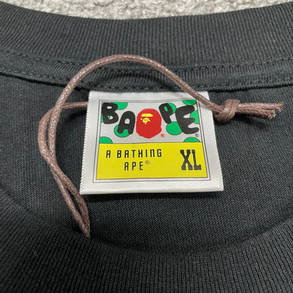 BAPE neck label detail on black US Ape Head STA T-shirt