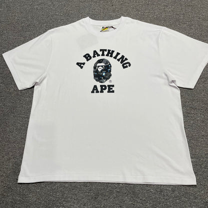 White BAPE Space Camo College T-shirt front view
