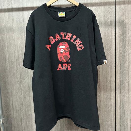 Black red camo Ape Head graphic T-shirt front view