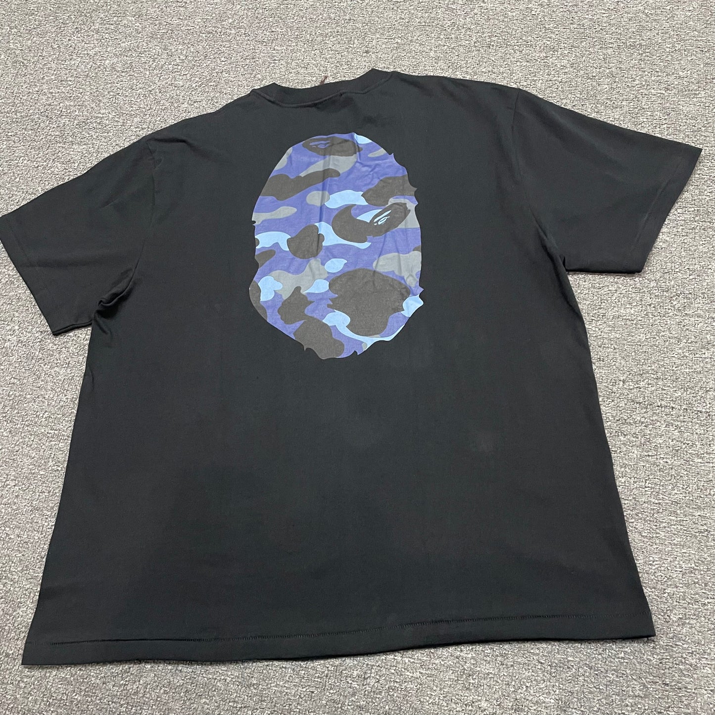 Back view of black BAPE ABC Camo Big Ape Head T-shirt