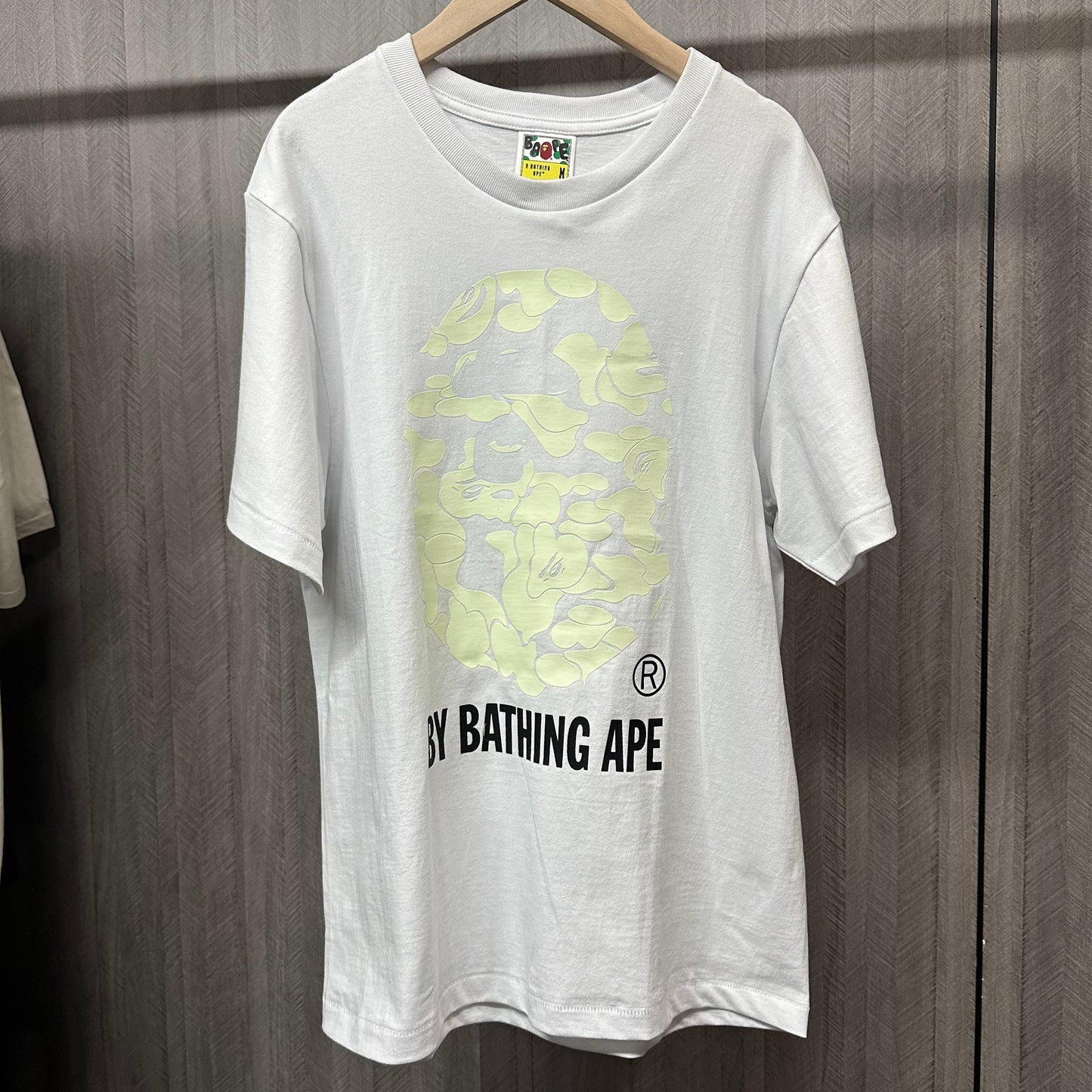 White Sakura camo Ape Head graphic T-shirt front view