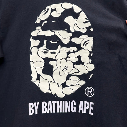 Pale green Sakura camouflage graphic on black streetwear T-shirt