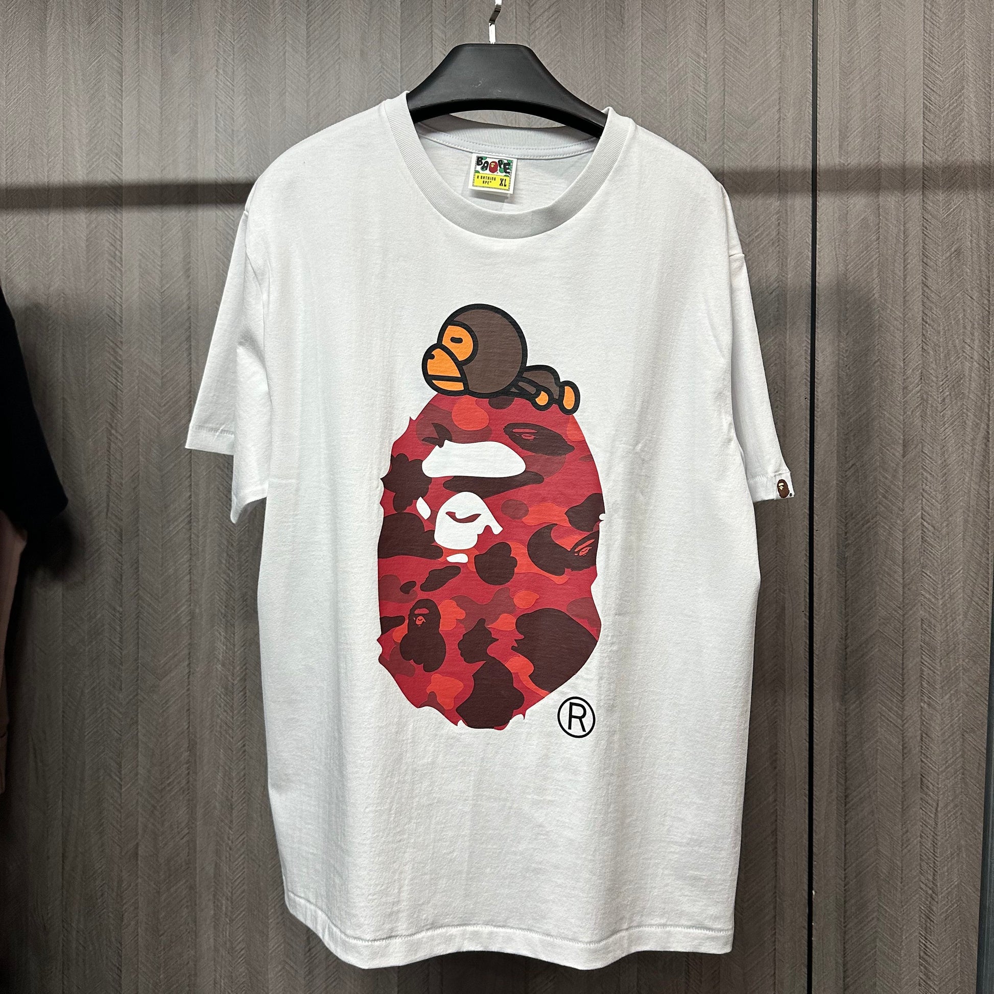 White red camo Milo on Big Ape graphic T-shirt front view