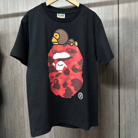 Black red camo Milo on Big Ape graphic T-shirt front view