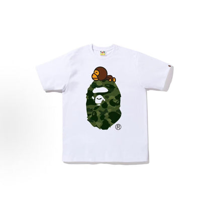 BAPE White green ABC camo Milo on Big Ape graphic T-shirt front view