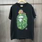 BAPE Black green ABC camo Milo on Big Ape graphic T-shirt front view