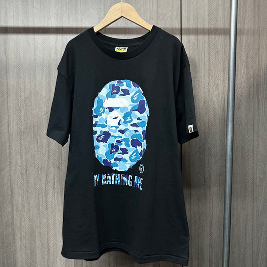 BAPE Black blue ABC camo Ape Head graphic T-shirt front view