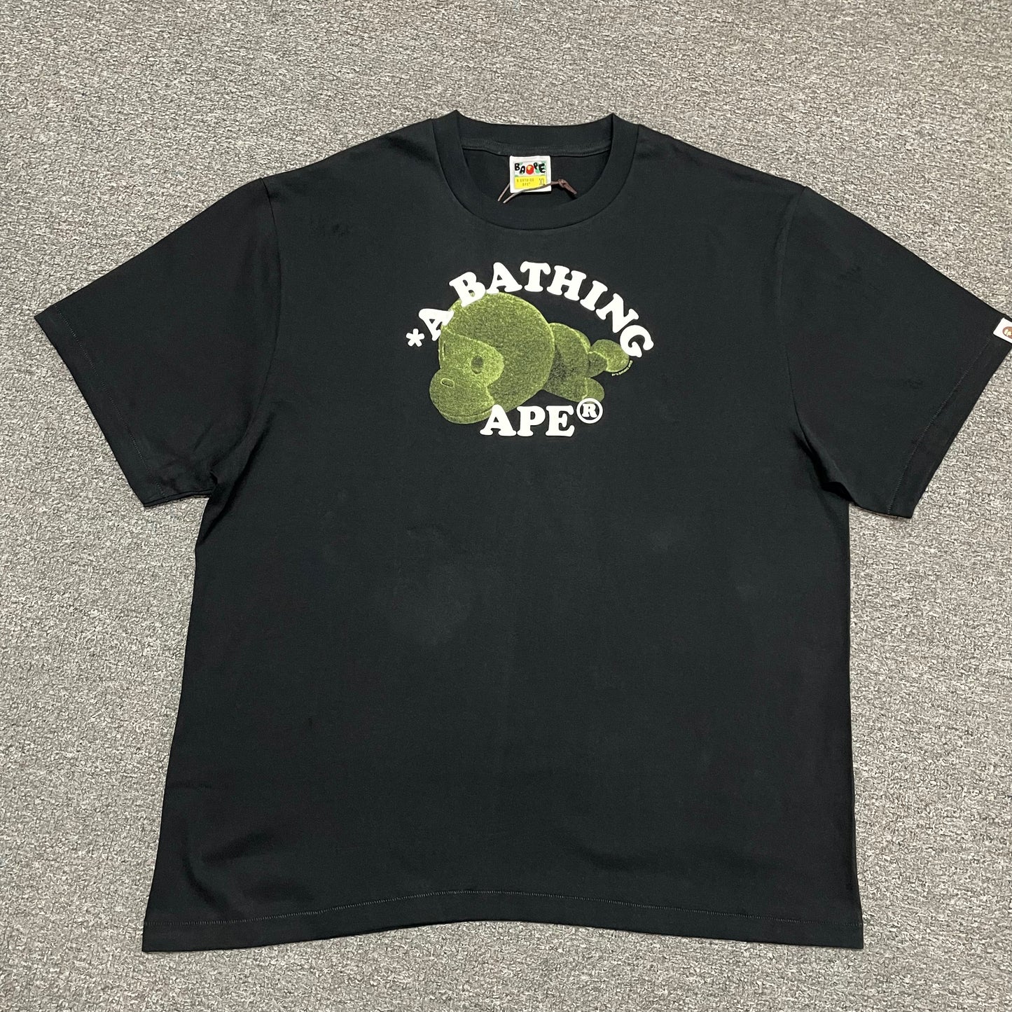 BAPE Black Boa College Ape graphic T-shirt front view