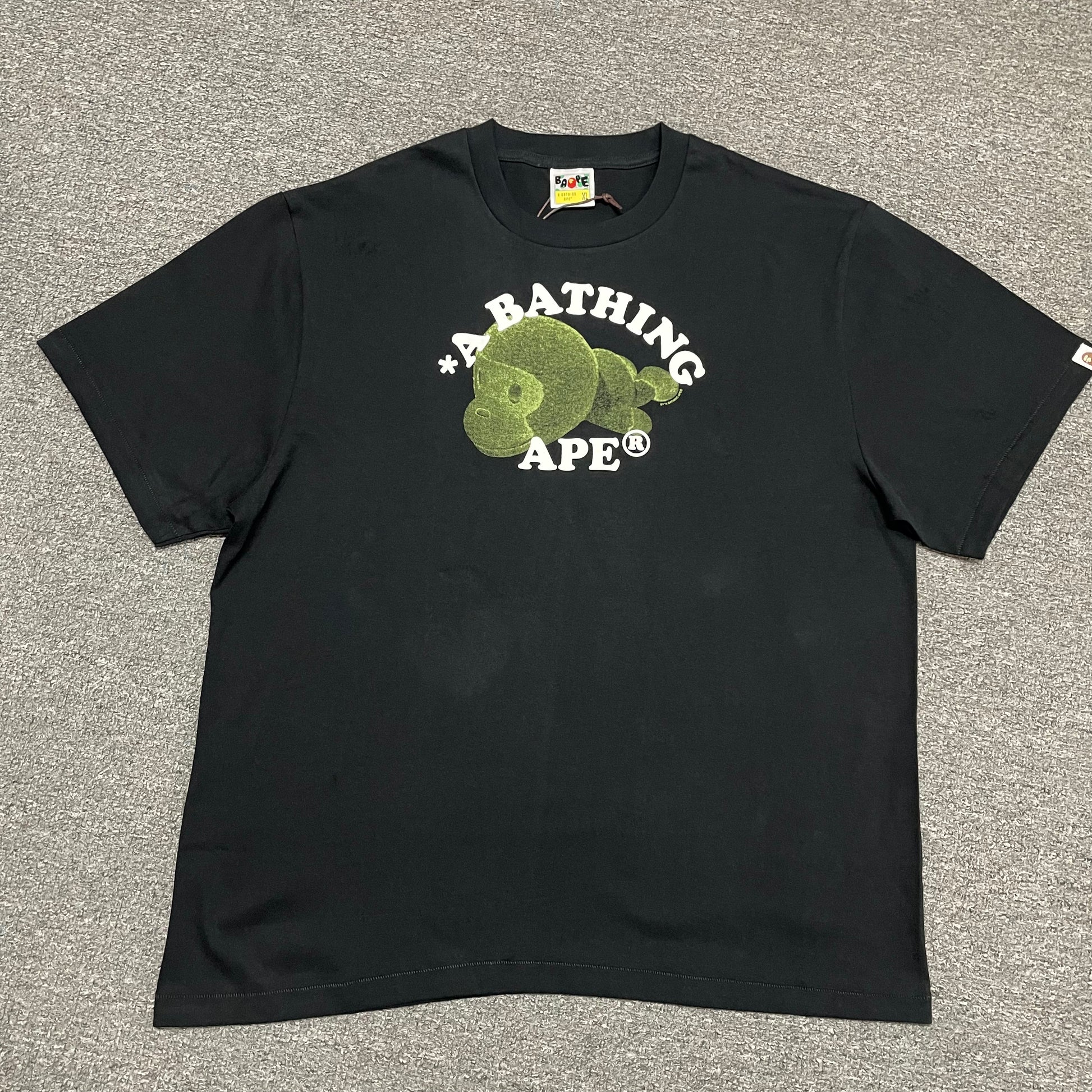 BAPE Black Boa College Ape graphic T-shirt front view