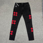 AMIRI MA Quad Appliqué Skinny Jeans Black Red
