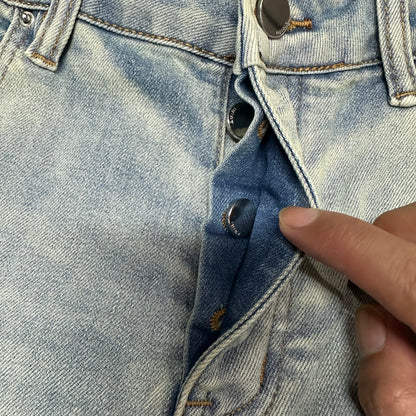 AMIRI Painter Staggered Logo Skinny Jeans Bleach Indigo