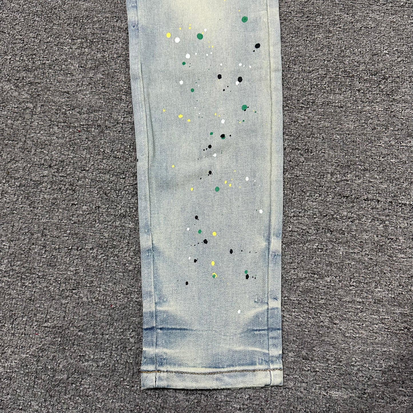 AMIRI Painter Staggered Logo Skinny Jeans Bleach Indigo