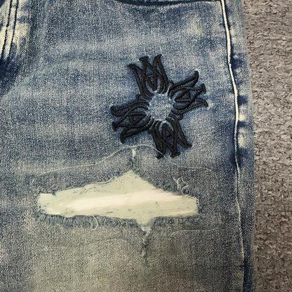 AMIRI Multicolor MA Quad Appliqué Distressed Jeans