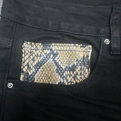 AMIRI Staggered Logo Skinny Jeans Black Gold
