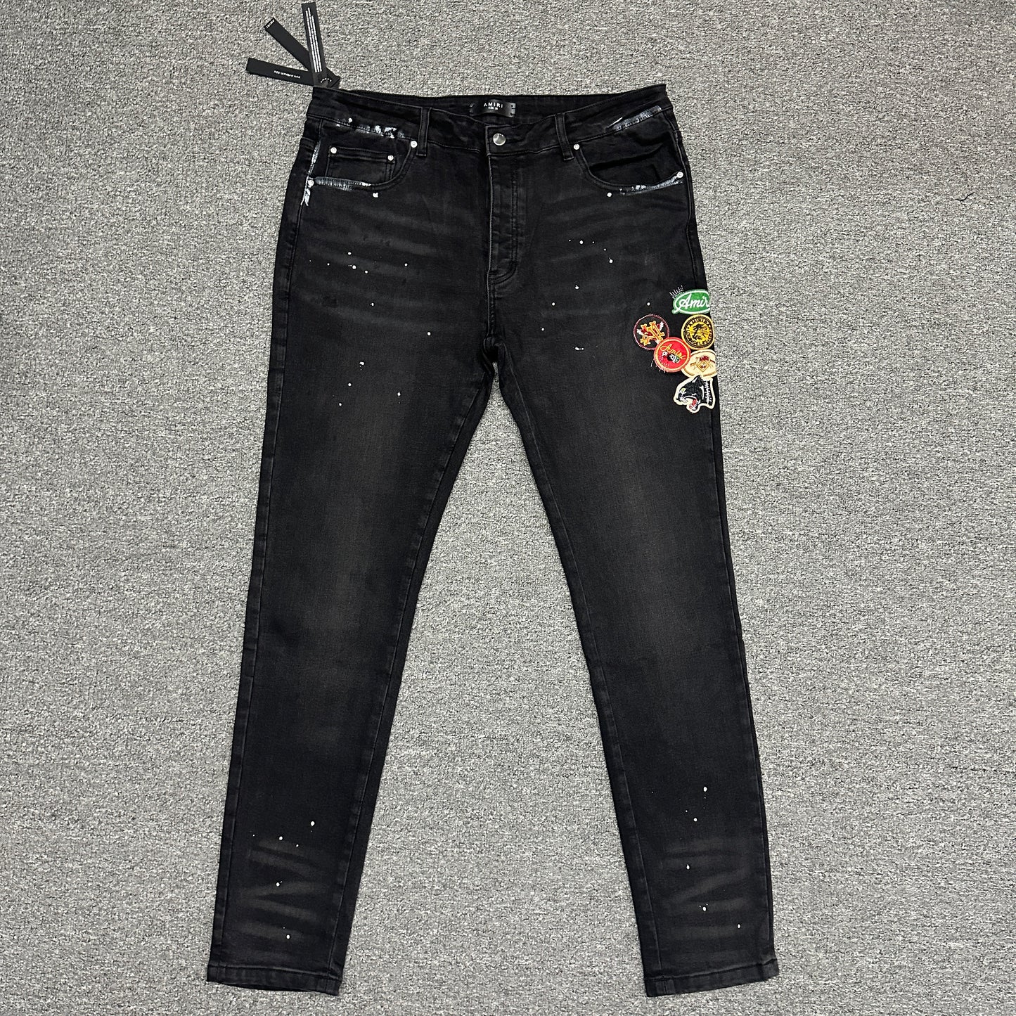 AMIRI Dice Patch Skinny Jeans Black