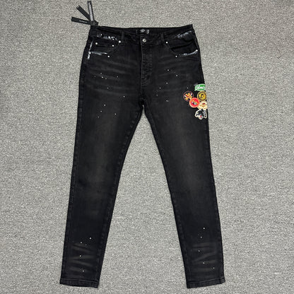 AMIRI Dice Patch Skinny Jeans Black