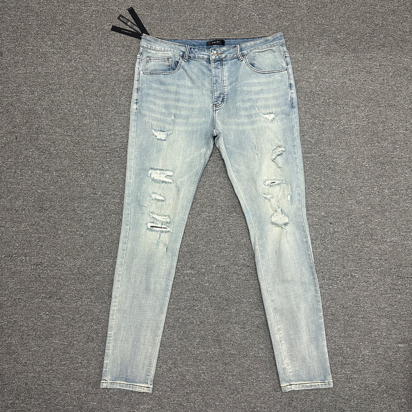 AMIRI Distressed Skinny Jeans Light Indigo