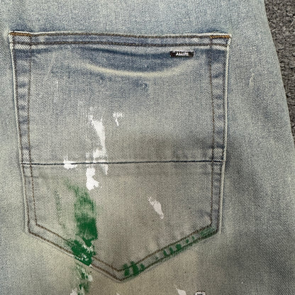 AMIRI Painter Staggered Logo Skinny Jeans Light Indigo