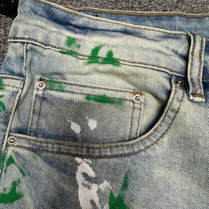 AMIRI Painter Staggered Logo Skinny Jeans Light Indigo