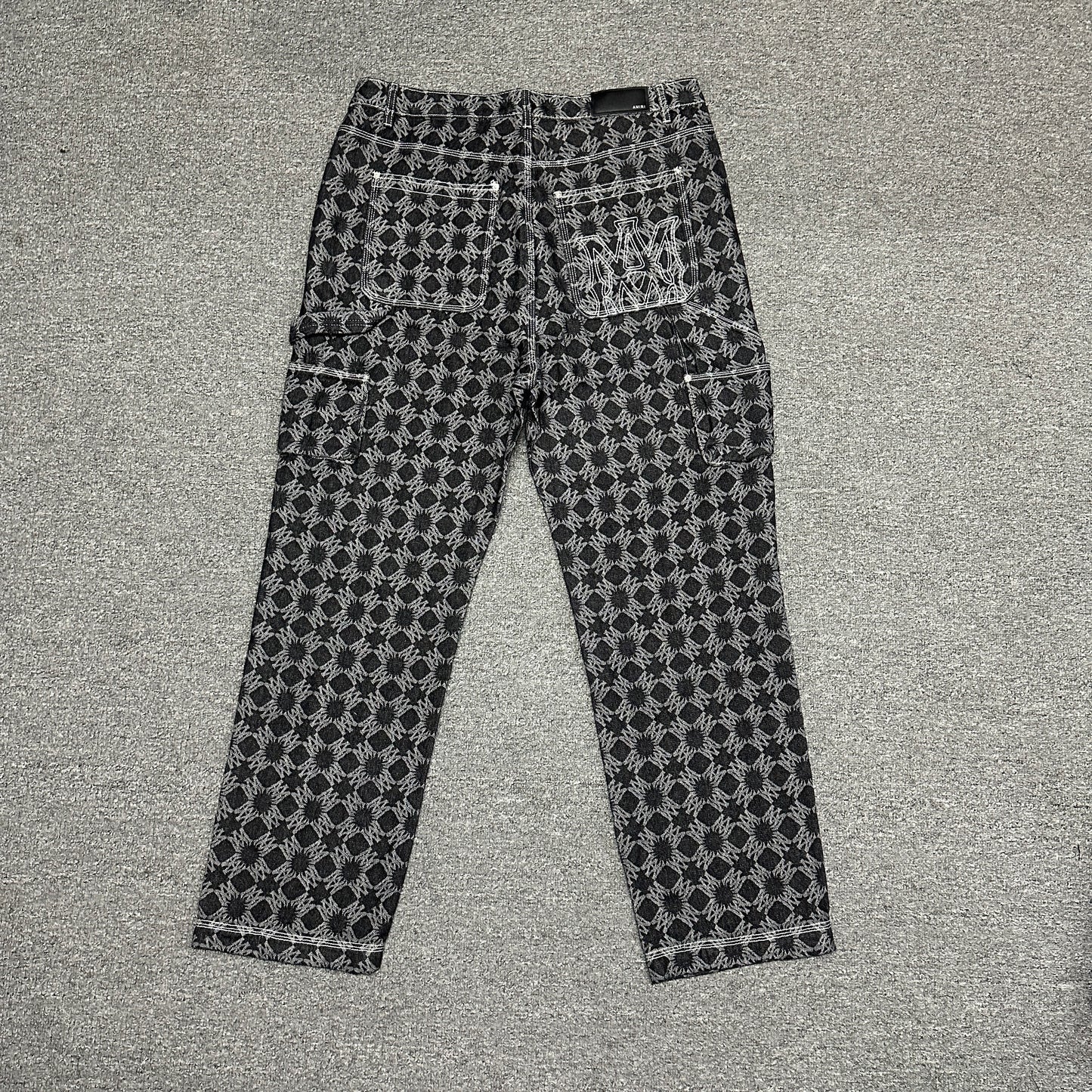 AMIRI MA Quad Jacquard Baggy Jeans Black Grey