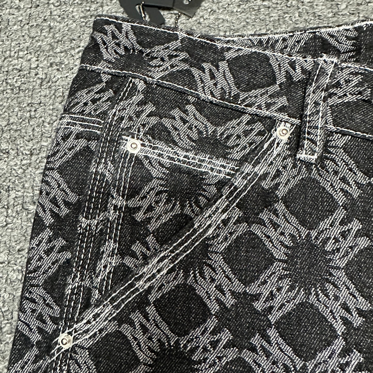 AMIRI MA Quad Jacquard Baggy Jeans Black Grey