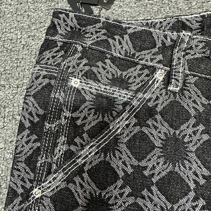 AMIRI MA Quad Jacquard Baggy Jeans Black Grey