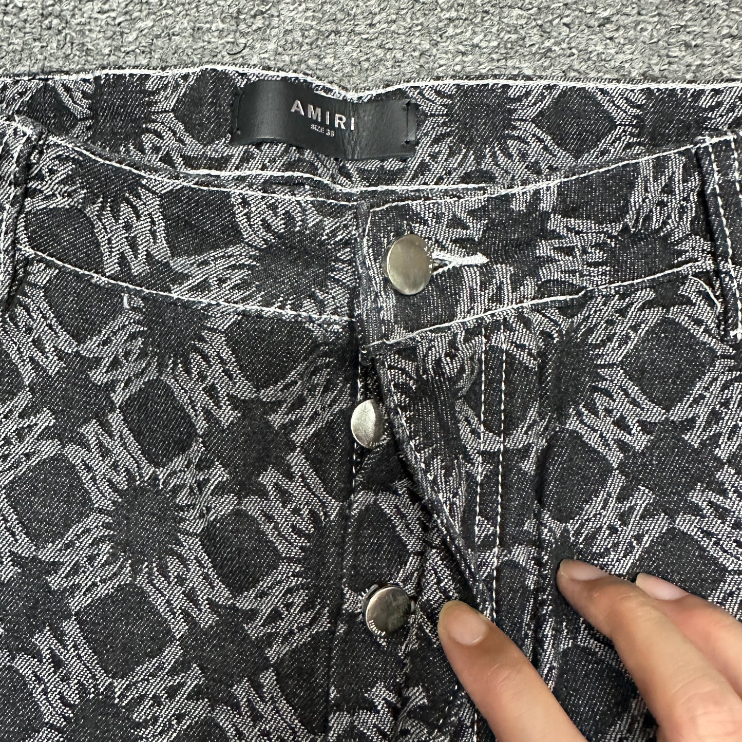 AMIRI MA Quad Jacquard Baggy Jeans Black Grey