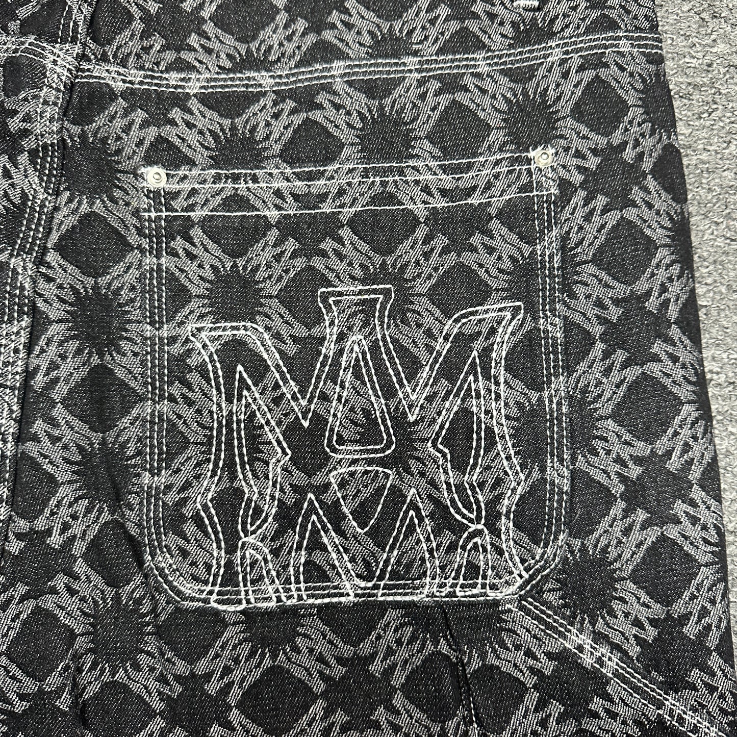 AMIRI MA Quad Jacquard Baggy Jeans Black Grey