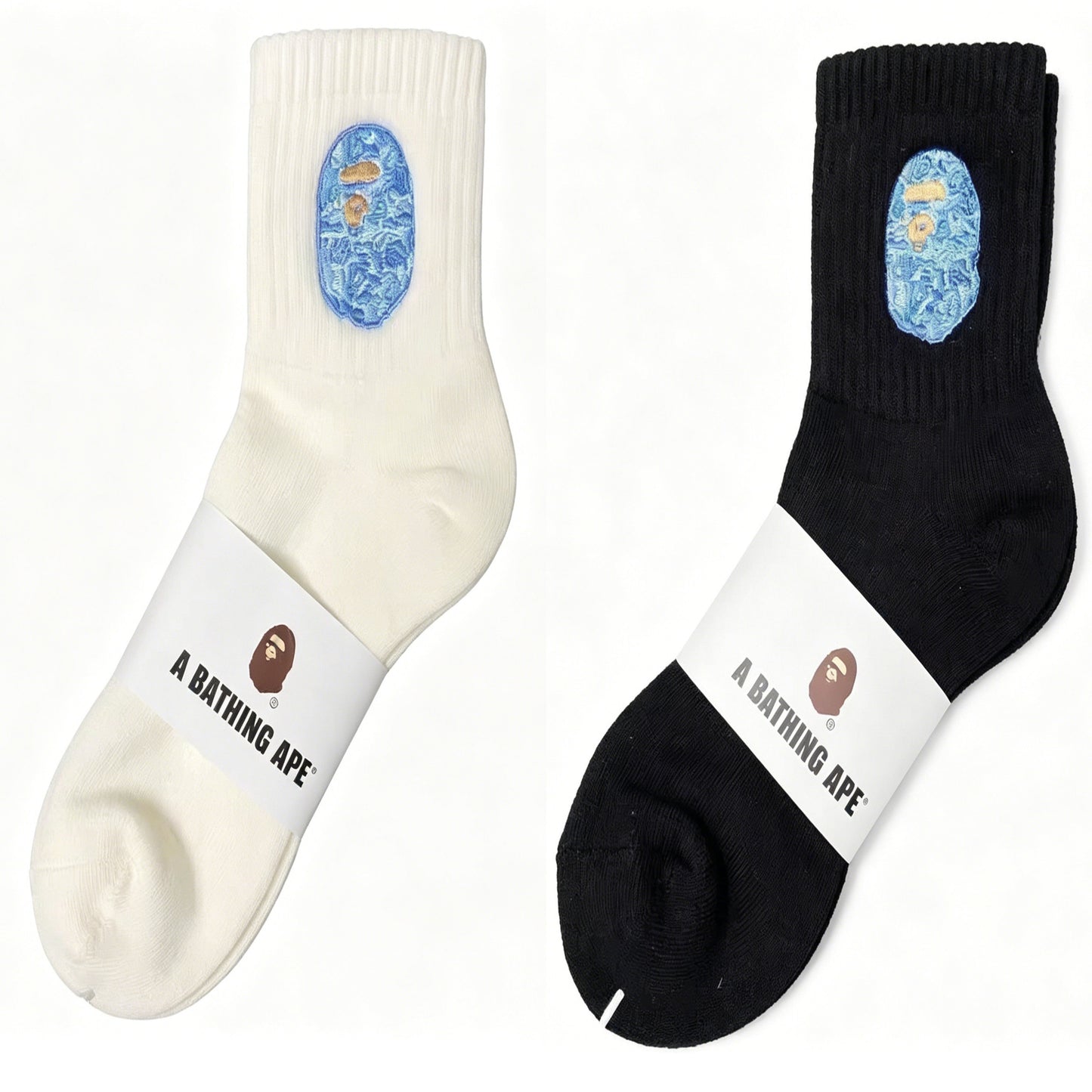 BAPE Color Camo Ape Head Socks - Blue