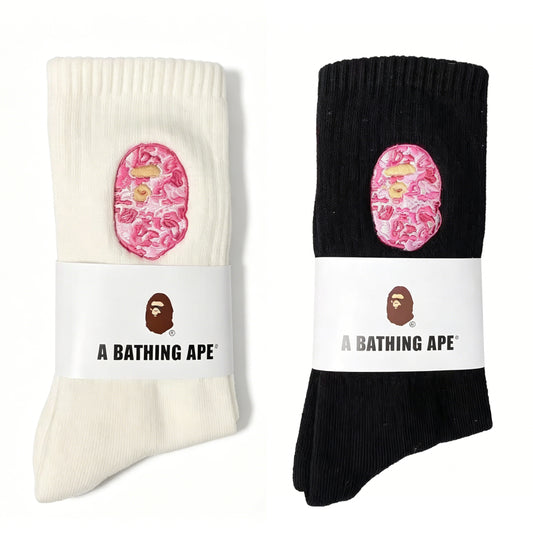BAPE ABC Camo Ape Head Socks - Pink