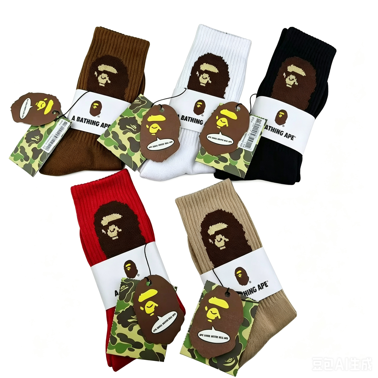 BAPE 1st Camo Ape Head One Point Socks