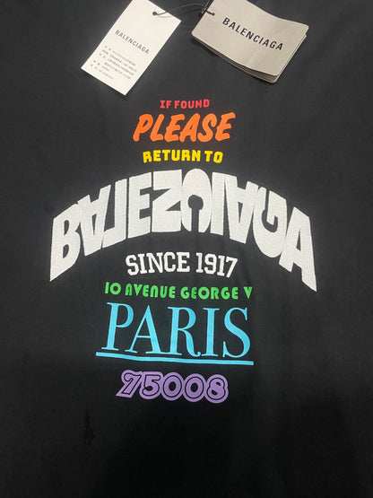 Balenciaga "Please Return To" Black Graphic T-Shirt