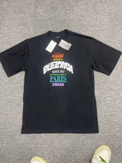Balenciaga "Please Return To" Black Graphic T-Shirt