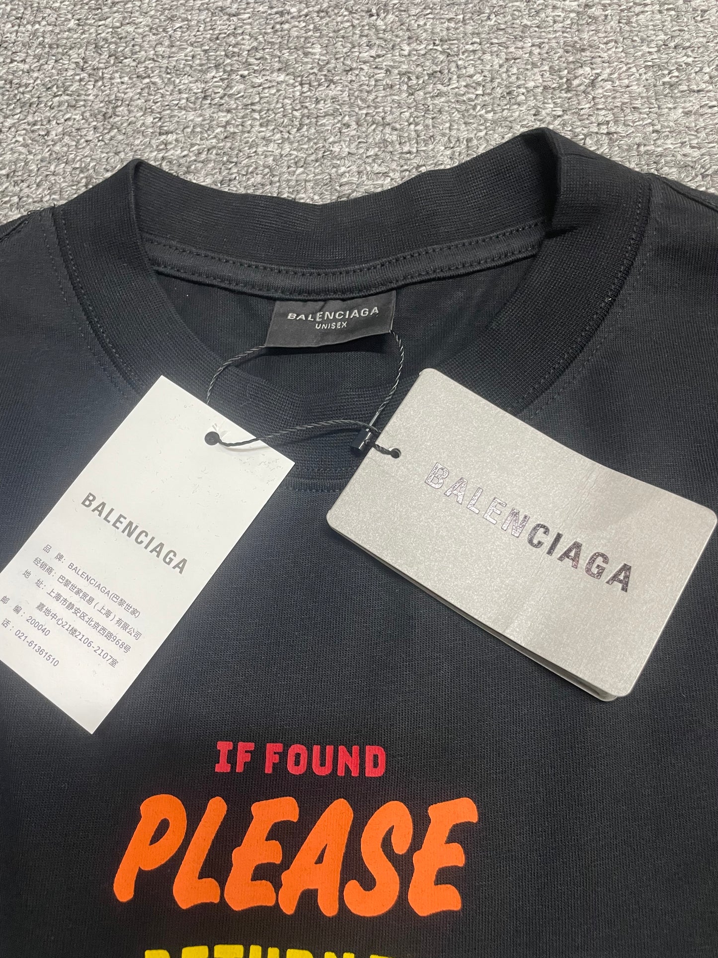 Balenciaga "Please Return To" Black Graphic T-Shirt