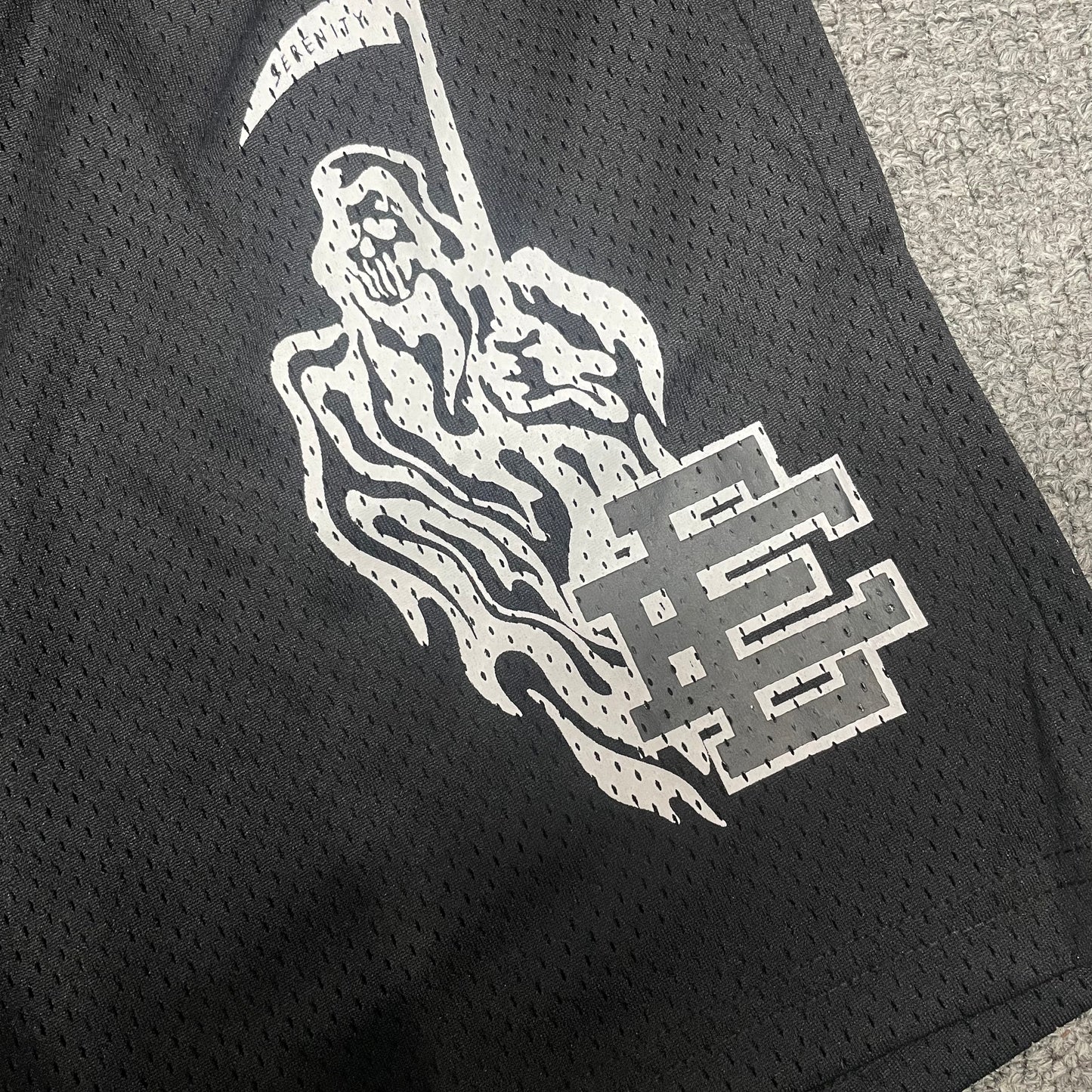 Eric Emanuel x Warren Lotas Grim Reaper Shorts Black White