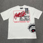 Hellstar Path to Paradise T-Shirt in white front view with distressed Records and Hollywood graphic