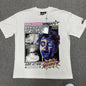 Hellstar Breaking News T-Shirt in white front view with oversized comic-style brainwashed face graphic