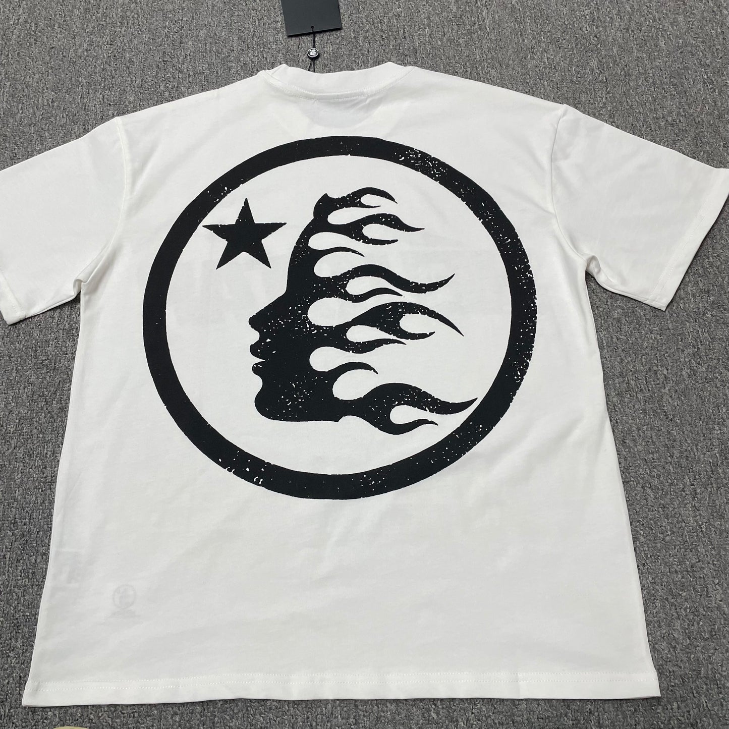 Hellstar Sports Logo white T-shirt back view showing the complete rear graphic artwork