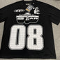 Hellstar 08 Path to Paradise T-Shirt in Black and White front view with oversized varsity number graphic
