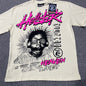 Hellstar Helmet Tee in Cream and Black back view with full rear graphic artwork