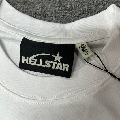 Hellstar branded neck label and crew-neck stitching on the No Guts No Glory T-Shirt
Size label detail inside the Hellstar No Guts No Glory graphic T-shirt