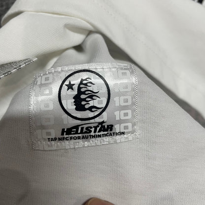 NFC tag detail on the Hellstar Pixel T-Shirt for wholesale product inspection