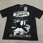 Hellstar Not of This Earth T-Shirt in black front view with oversized monochrome space character graphic